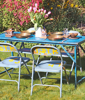 Vintage Folding Table - Blue