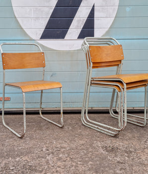 Set of 4 Vintage PEL Stacking Chairs