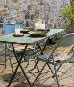 Vintage Folding Metal Table - Turquoise