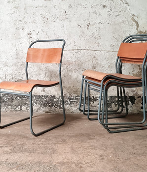Set of 4 Vintage PEL Stacking Chairs