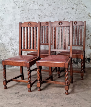 Antique Oak Dining Chairs - set of 4