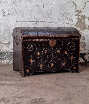 18th Century Antique French Leather Trunk