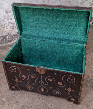 18th Century Antique French Leather Trunk