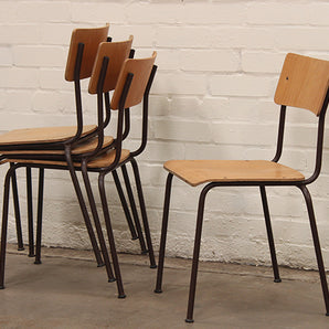 Vintage Stacking Metal-Frame Chairs by MFI