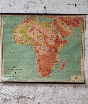 Large Vintage Wall Map Of Africa