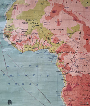 Large Vintage Wall Map Of Africa