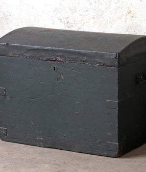 Antique Black Domed Travel Chest