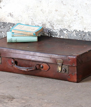 Vintage Brown Leather Suitcase