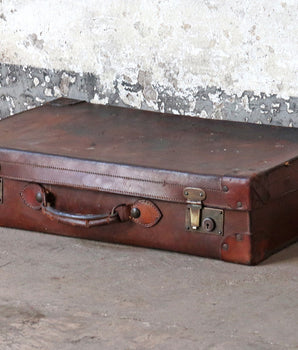 Vintage Brown Leather Suitcase