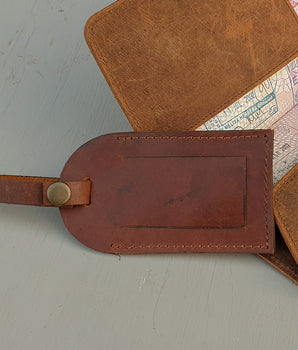 Brown Leather Luggage Tag
