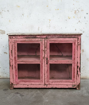 Vintage Pink Shop Display Cabinet