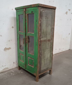 Vintage Painted Green Wardrobe Cupboard