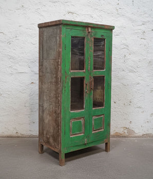 Vintage Painted Green Wardrobe Cupboard