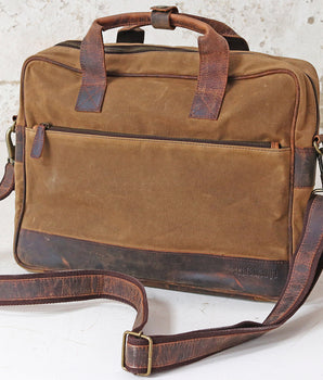 Canvas and Leather Laptop Bag for Women