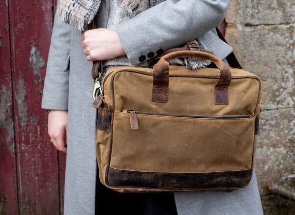 Leather and Canvas Laptop Bag Women Free Delivery