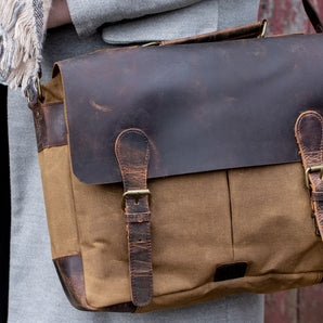 Canvas and Leather Satchel for Women