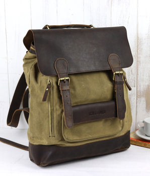 Canvas Leather Backpack Large - Women's