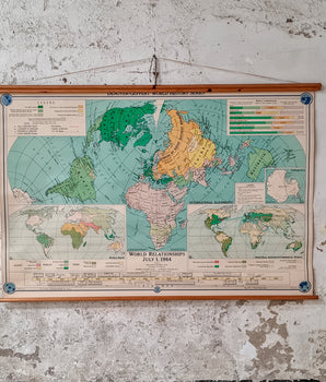 Vintage Cold War Map Of The World