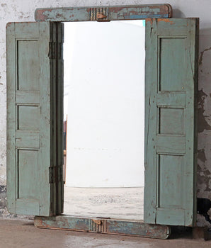 Painted Shuttered Window Mirror