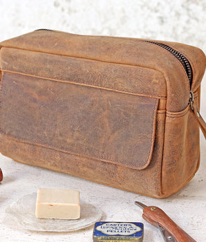 Deluxe Leather Wash Bag