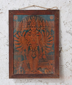 Old Vintage Indian Print - Durga
