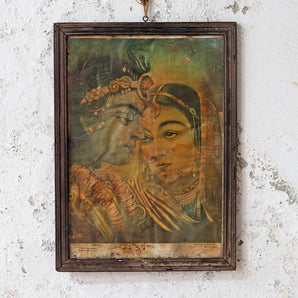 Vintage Indian Print - Sri Krishna and Radha