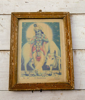 Small Vintage Shri Krishna Print