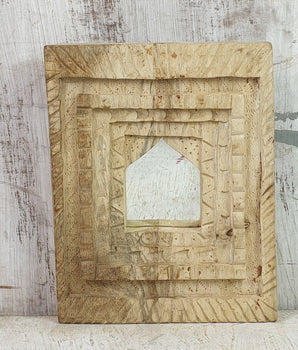 Carved Natural Wooden Moghul Mirror - Large