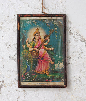 Old Indian Art Print - Saraswati