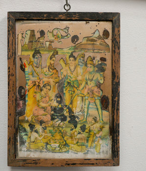 Old Hindu Deity Mirrored Print