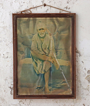 Rare Old Indian Print - Sai Baba