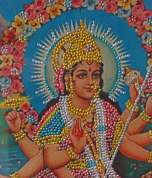 Large Vintage Indian Print - Sherawali Mata