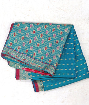 Vintage Turquoise Sari Fabric