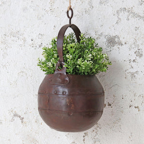 Hand-Upcycled Hanging Metal Planter Pot