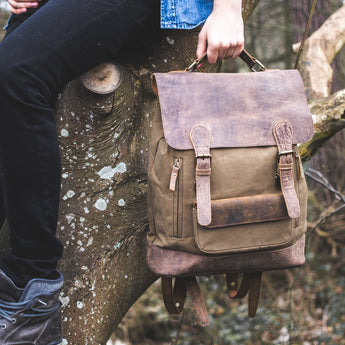 Canvas Leather Backpack Large Men's Backpacks
