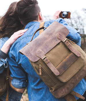 canvas and leather backpacks uk 25L Traveler Backpack Kodiak fits men and women Canvas Bags & Canvas Travel