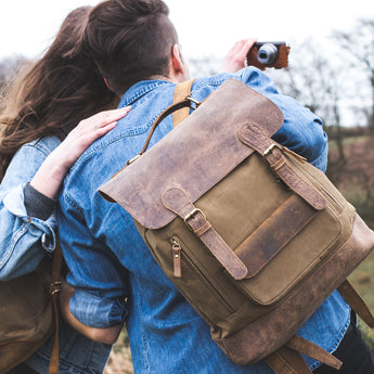 canvas leather backpack uk Handmade Mens Bag LeatherNeo various outdoor activities Canvas Leather Backpack Large Men's