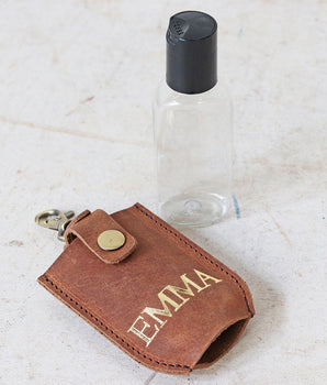 Hand Sanitiser Leather Bottle Holder - Large