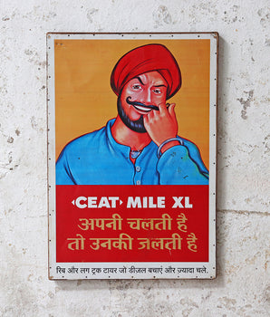 Old Metal Poster Sign - Ceat Mile XL