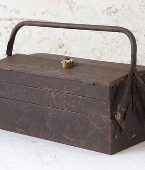 Old Traditional Fold-Out Metal Toolbox