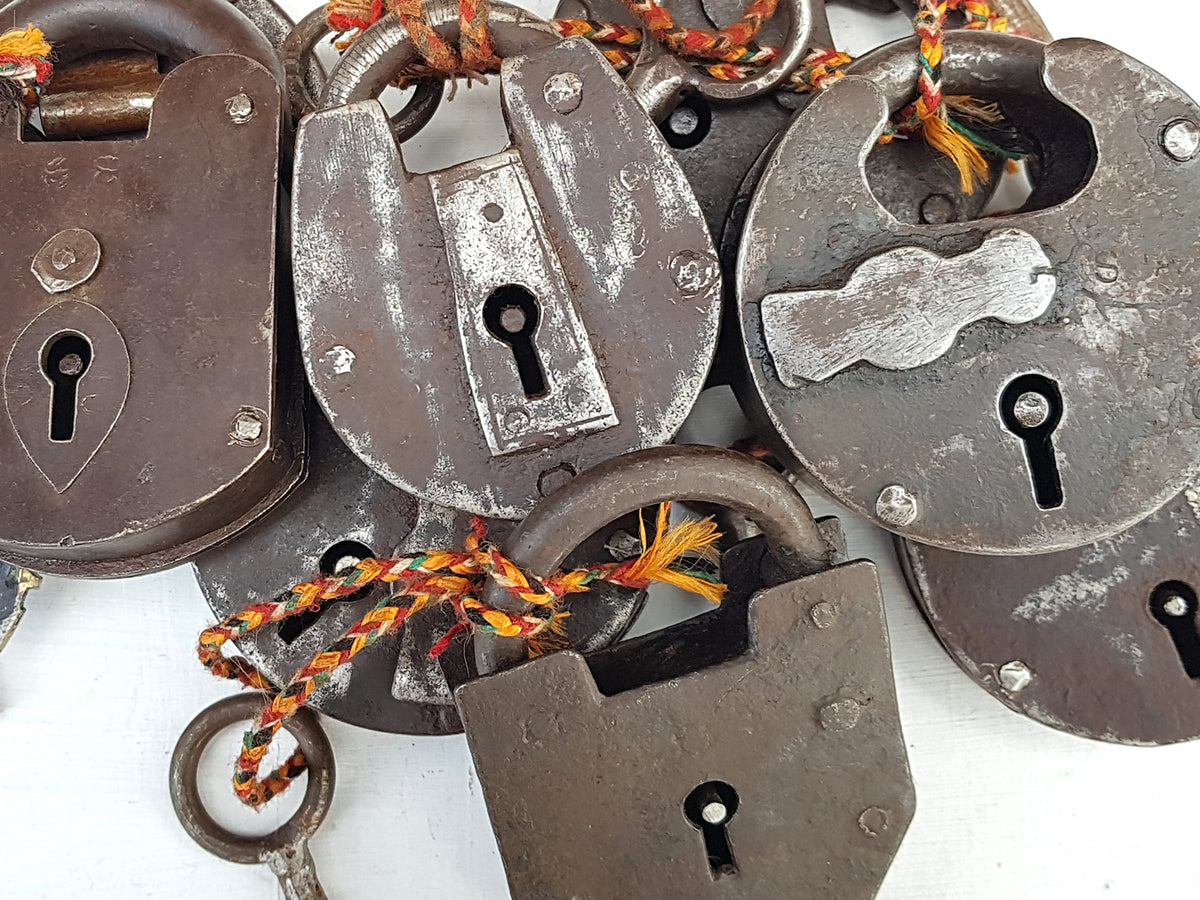 Large Antique Iron Padlock Vintage Scaramanga