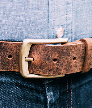 Brown Leather Belt - Large - 39-45in