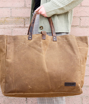 Large Waxed Canvas Shopper Tote