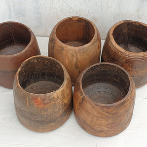 Large Hand Carved Wooden Pot