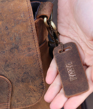Leather Bag Tag with Chain