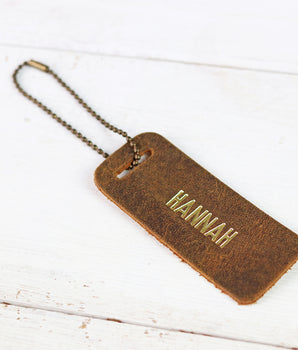 Leather Bag Tag with Chain