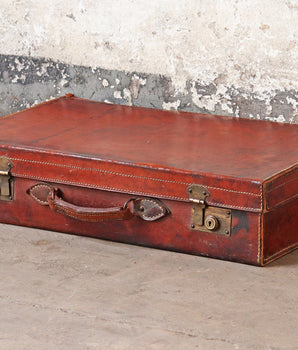 Vintage Brown Leather Suitcase