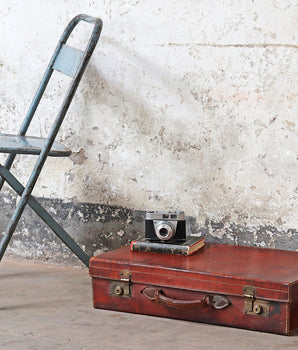 Vintage Brown Leather Suitcase