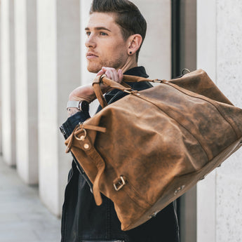 Men's Leather Duffle Bag Mens Duffle Bag Classic Style