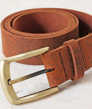 Medium Brown Leather Belt - 33-39 Inches